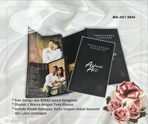 Cetak Undangan Hardcover 1 warna 18x11 cm
